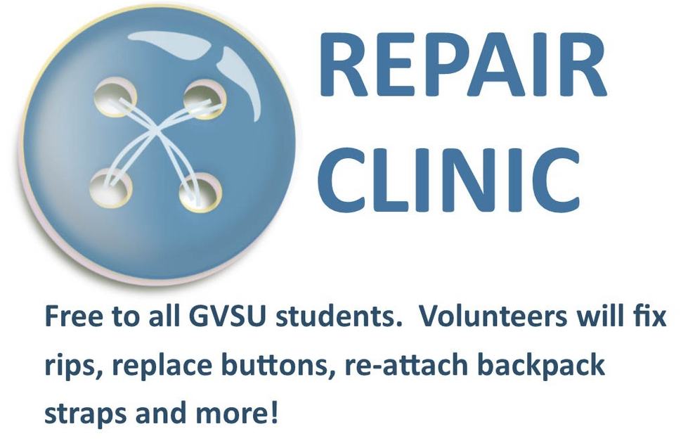 Free repair clinic.  Volunteers will help fix clothing, backpacks and more.